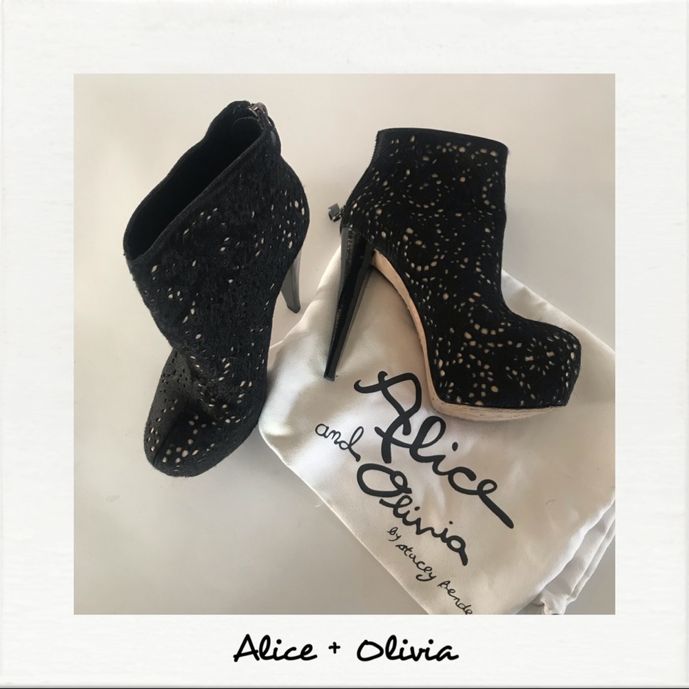 Alice + Olivia Platform Paige Pony Hair Booties